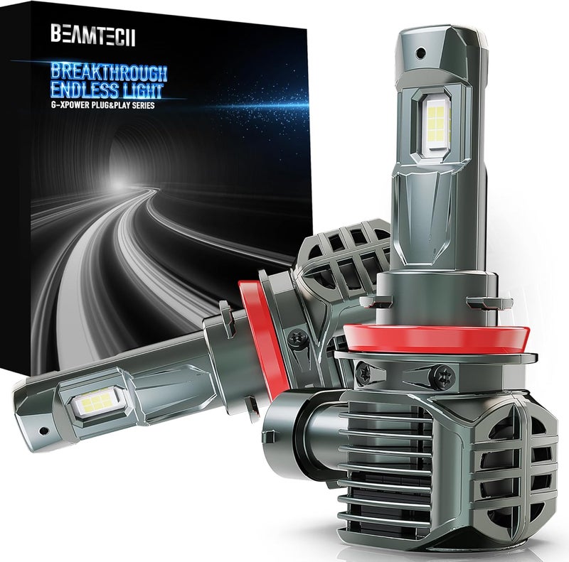 BEAMTECH H11 Bulbs, H8(H9) Fog Light, G-XPower Chips 6500K White Plug and Play, Pack of 2 - Image 1